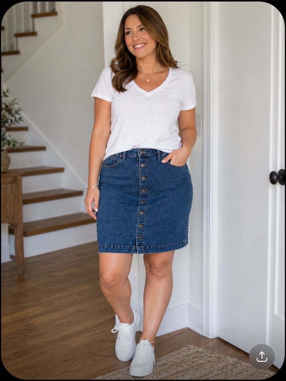 ☀️Universal Thread Button Front Denim Skirt Midi Stretch Size 14
